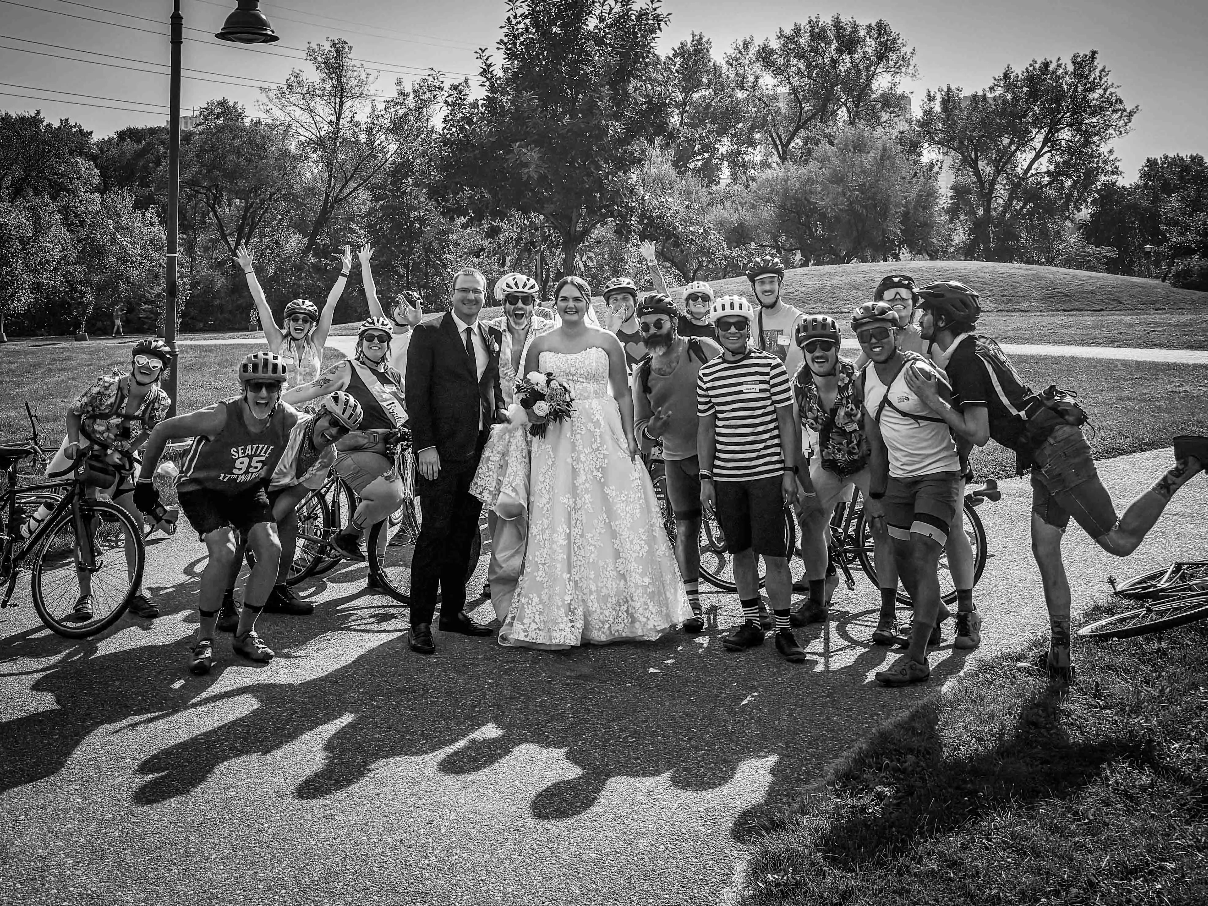 Crashing this lovely couple&rsquo;s wedding photo.