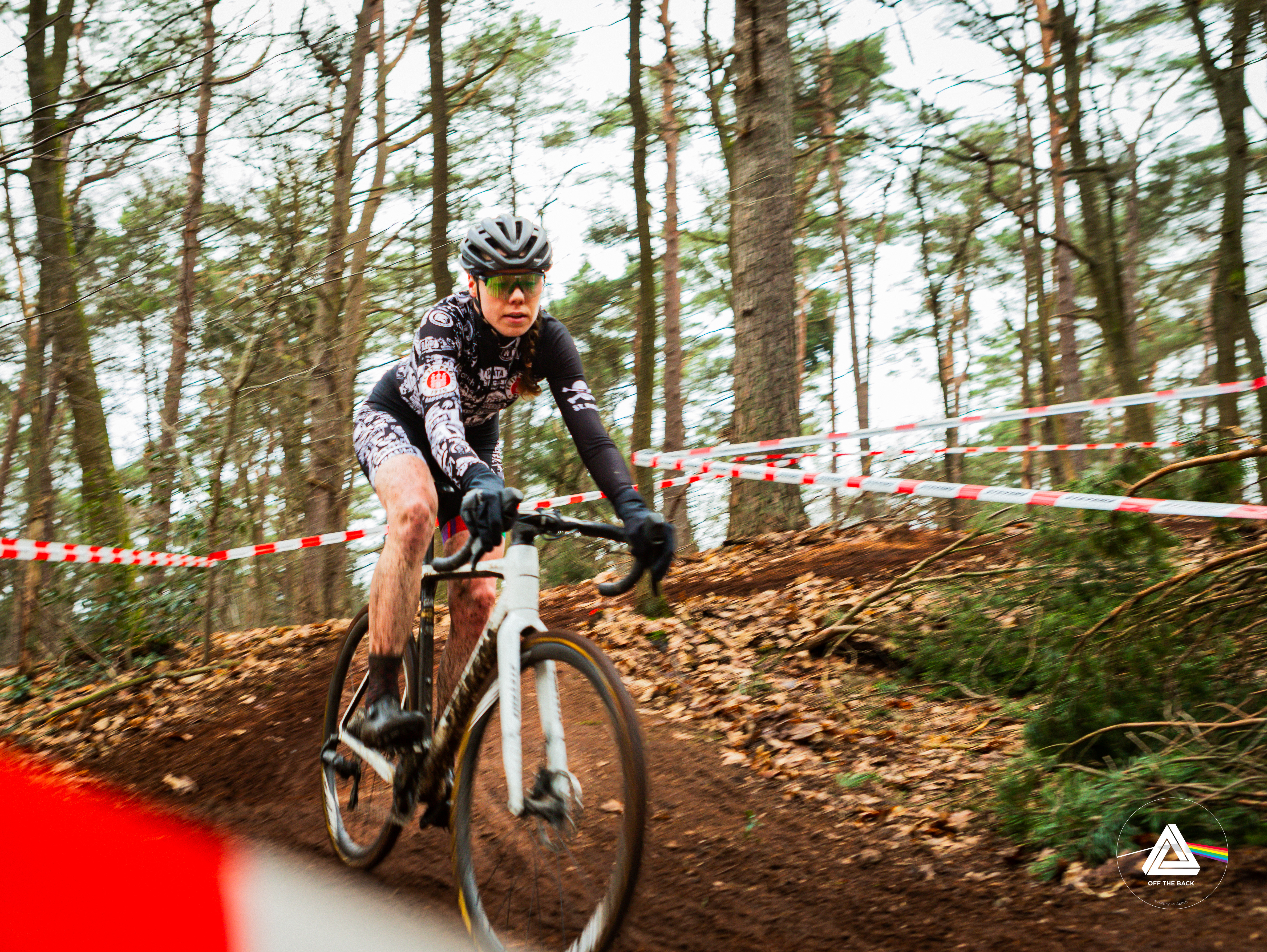 Katrin Billerbeck dropping into the mini dip before the climb